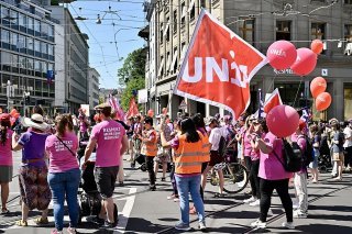 Une des actions organisées à l'occasion de la Grève féministe, ce mercredi à Bâle.